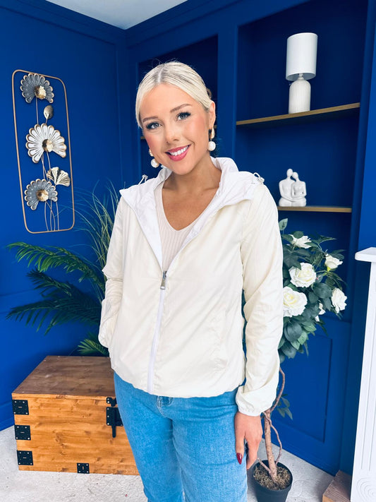 Sophia Hooded Windbreaker Cream
