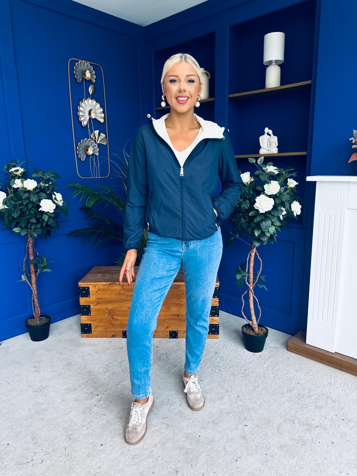 Sophia Hooded Windbreaker Navy