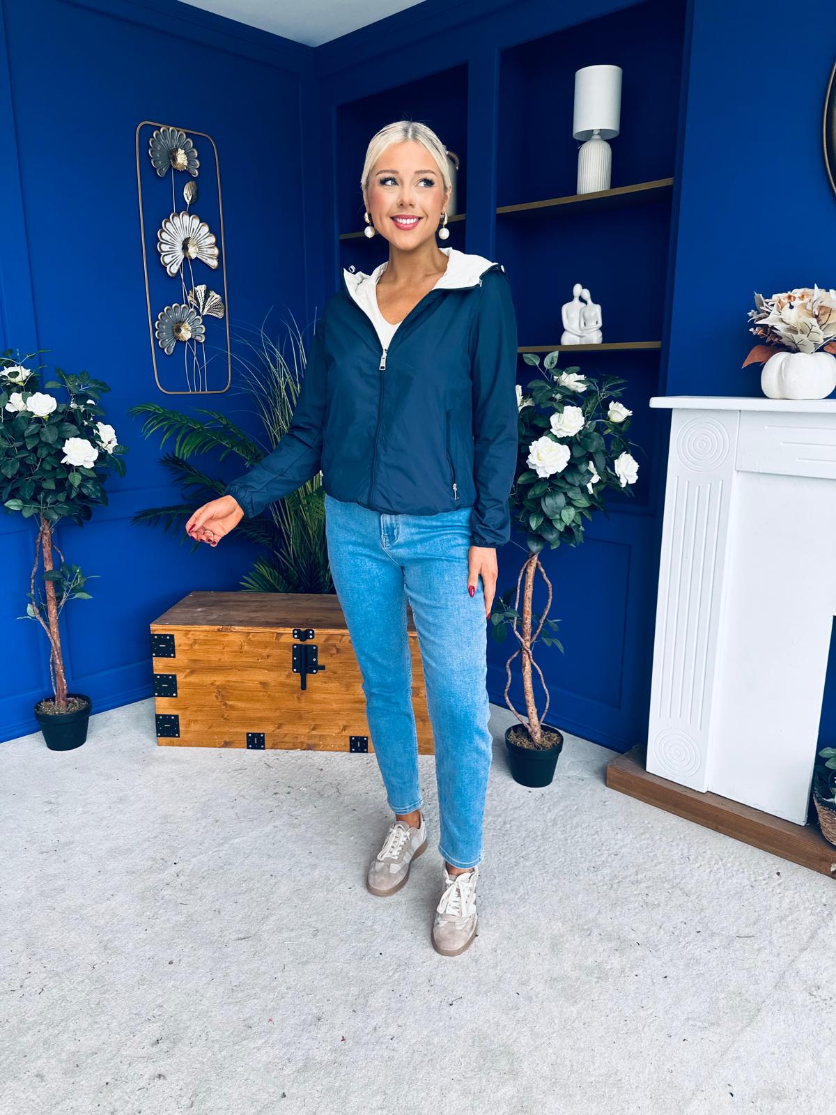 Sophia Hooded Windbreaker Navy