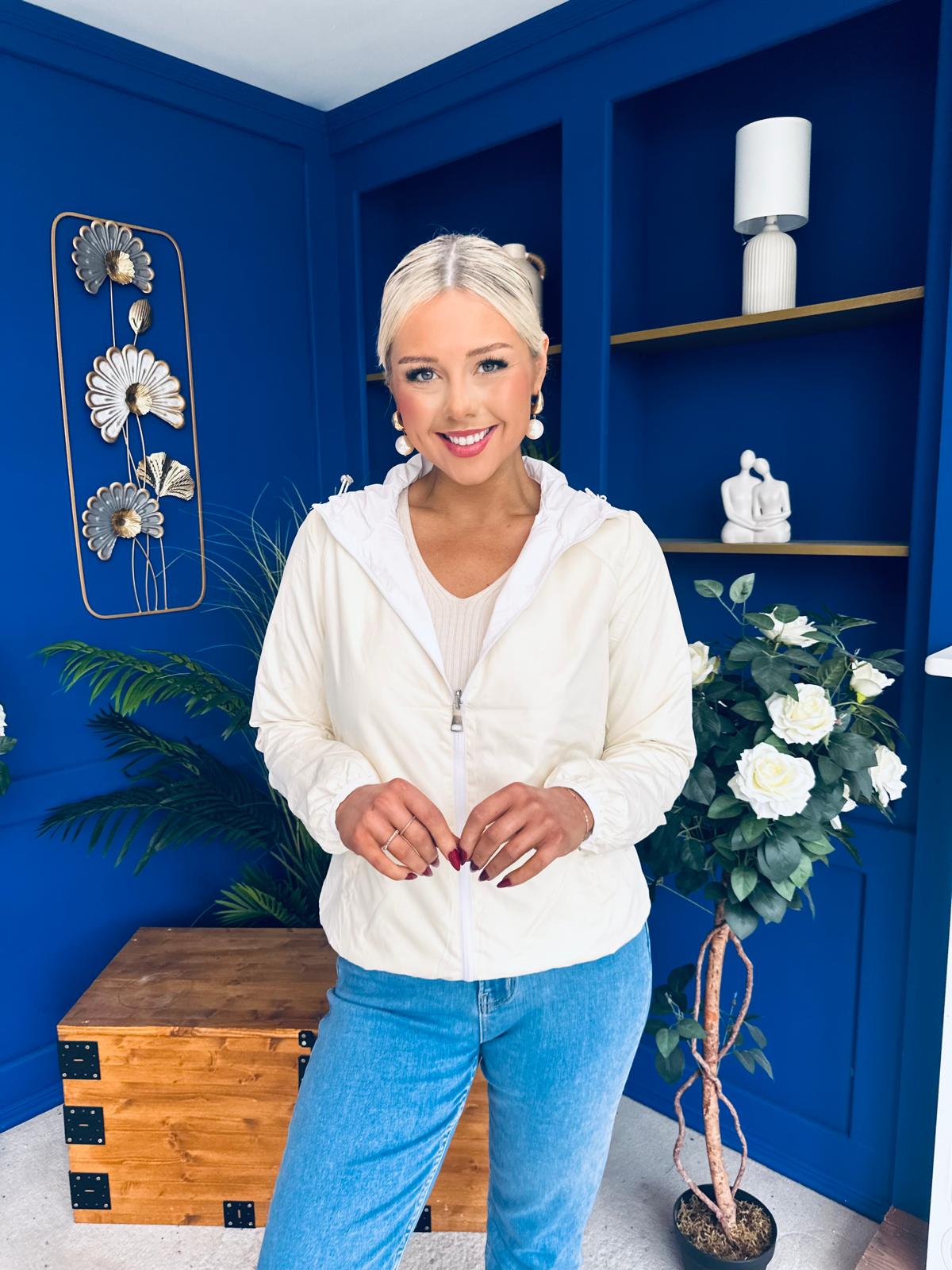 Sophia Hooded Windbreaker Cream