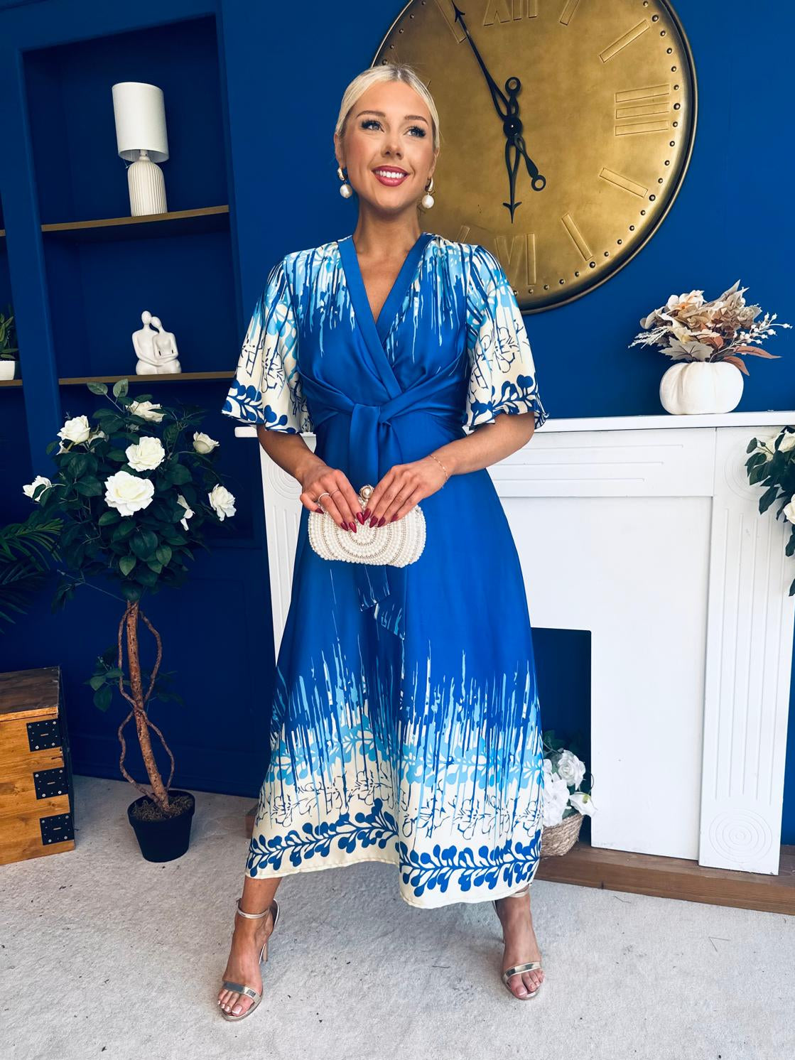 Elicia Tie Detail Maxi Dress Blue