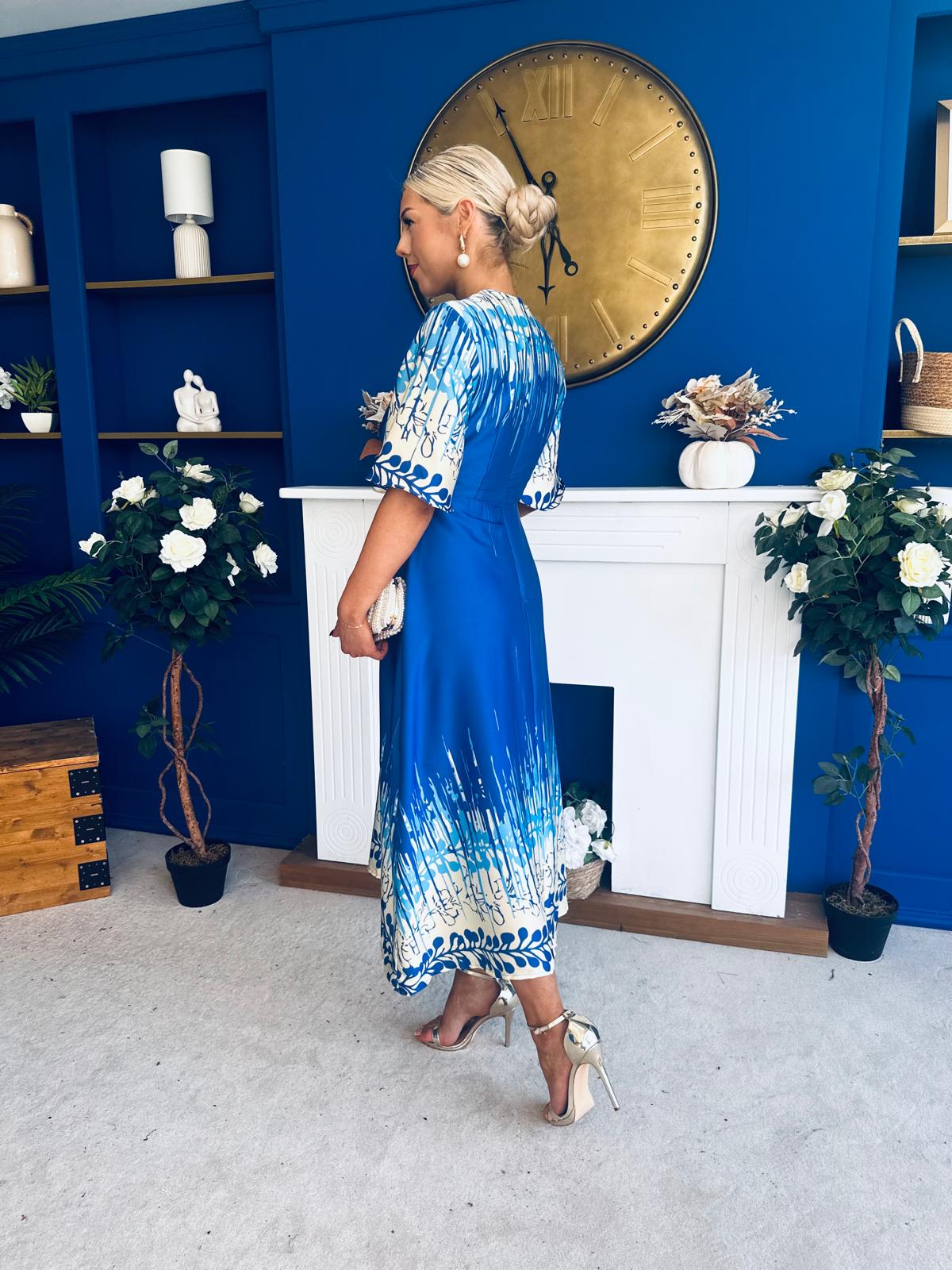 Elicia Tie Detail Maxi Dress Blue