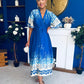 Elicia Tie Detail Maxi Dress Blue