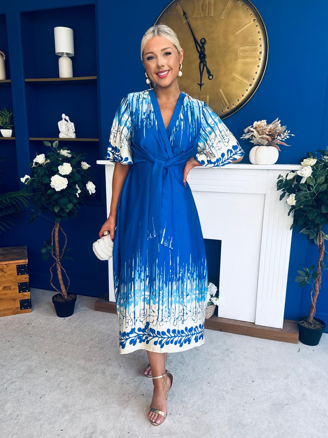 Elicia Tie Detail Maxi Dress Blue