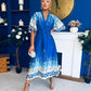 Elicia Tie Detail Maxi Dress Blue