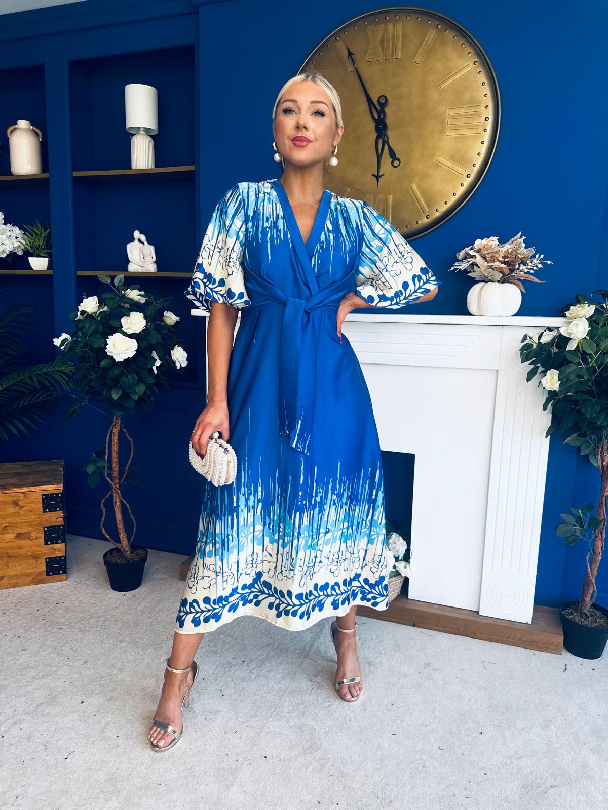 Elicia Tie Detail Maxi Dress Blue
