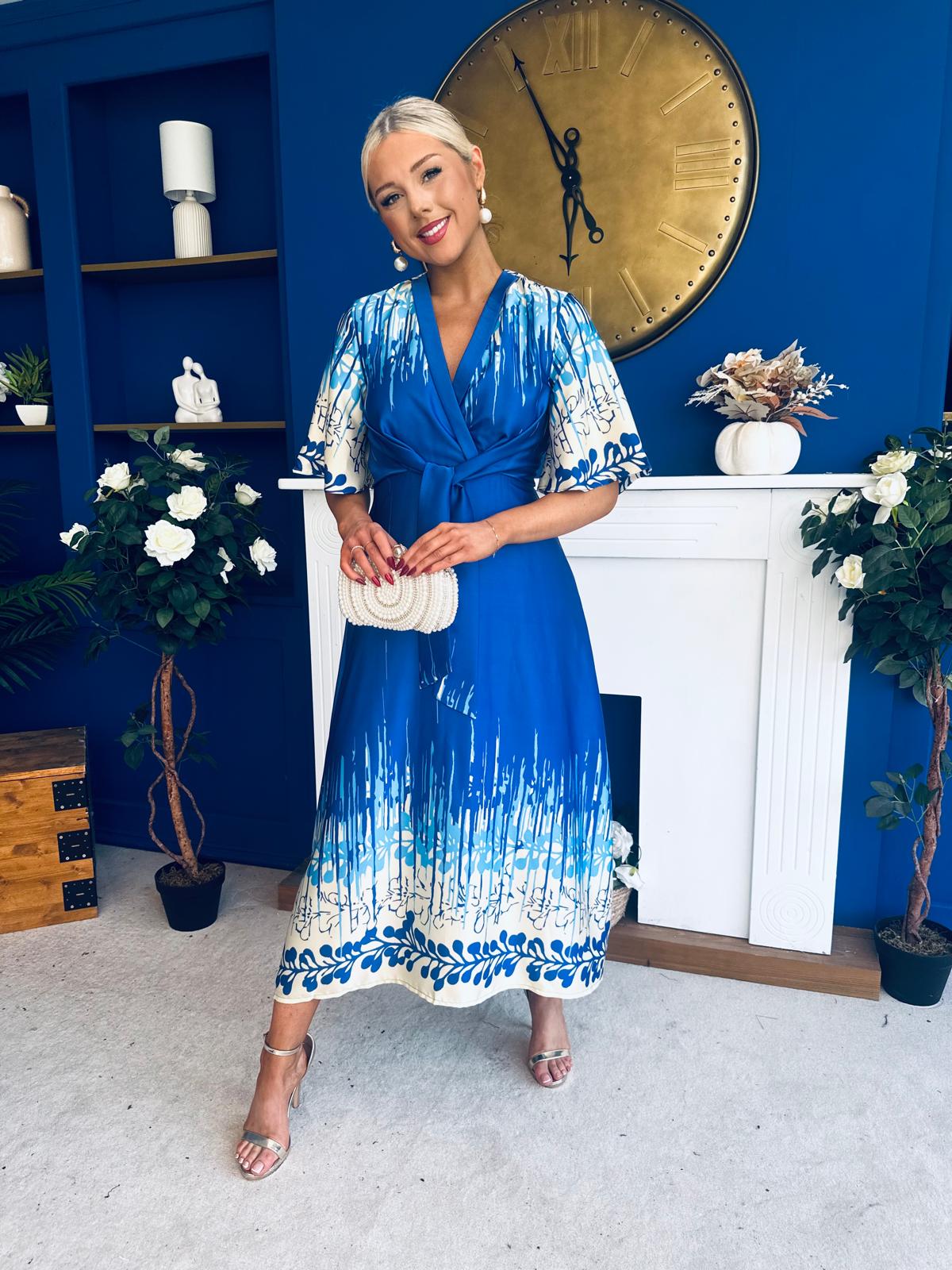 Elicia Tie Detail Maxi Dress Blue
