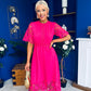 Grace Crochet Detail Occasion Dress Fuchsia