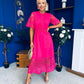 Grace Crochet Detail Occasion Dress Fuchsia