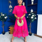 Grace Crochet Detail Occasion Dress Fuchsia