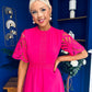 Grace Crochet Detail Occasion Dress Fuchsia