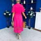Grace Crochet Detail Occasion Dress Fuchsia
