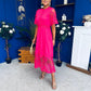 Grace Crochet Detail Occasion Dress Fuchsia