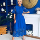 Grace Crochet Detail Occasion Dress Cobalt