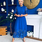 Grace Crochet Detail Occasion Dress Cobalt