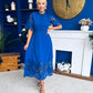 Grace Crochet Detail Occasion Dress Cobalt