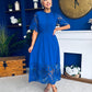 Grace Crochet Detail Occasion Dress Cobalt