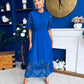 Grace Crochet Detail Occasion Dress Cobalt