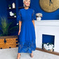 Grace Crochet Detail Occasion Dress Cobalt