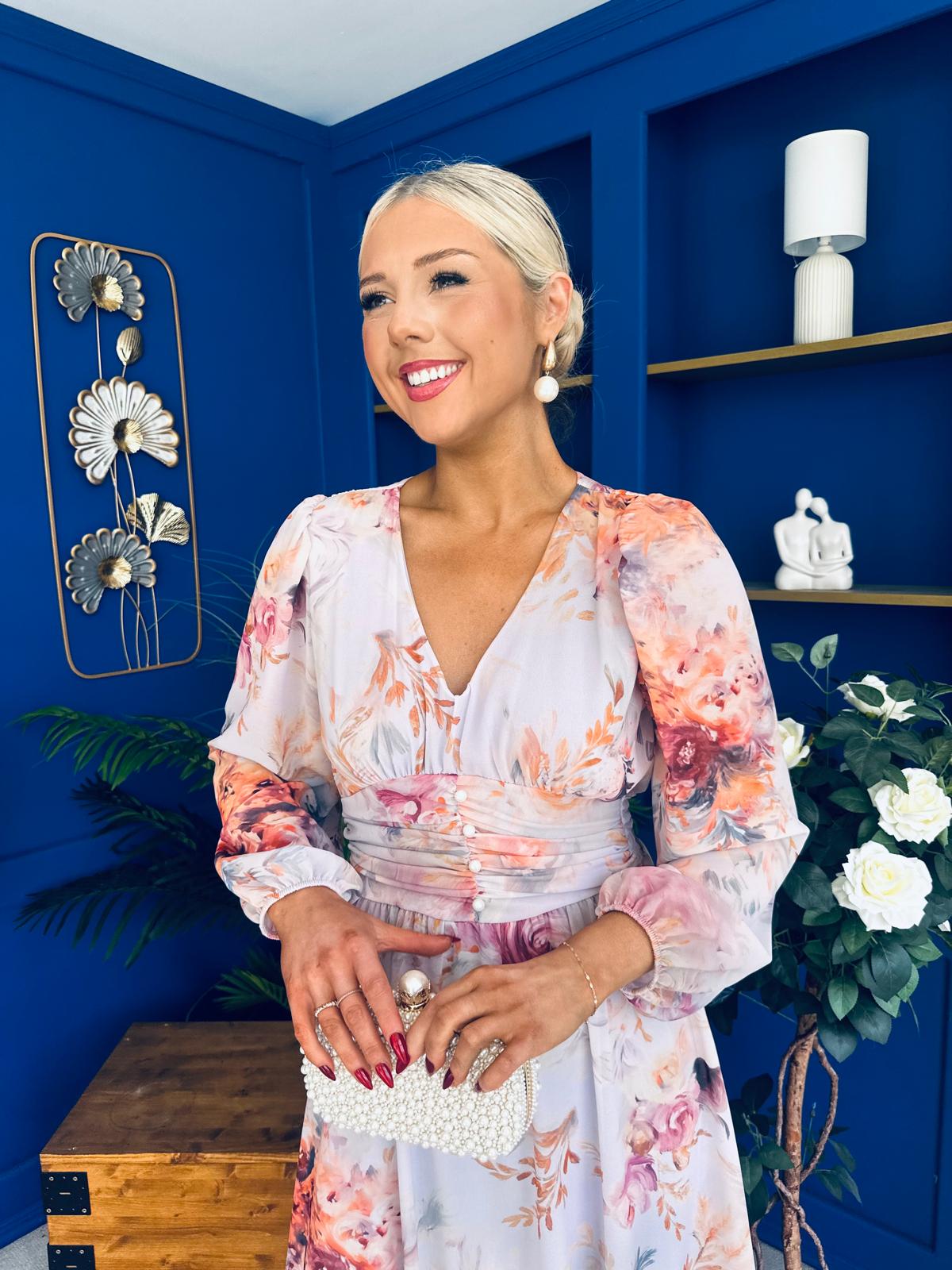 Bronagh Banded Midi Dress Floral Pastel