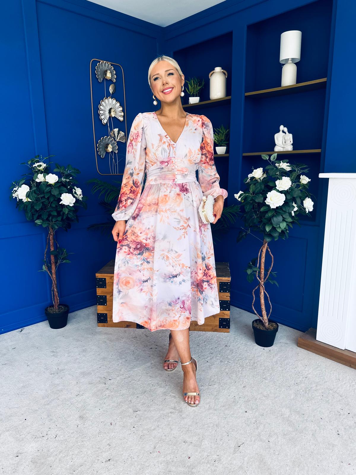 Bronagh Banded Midi Dress Floral Pastel