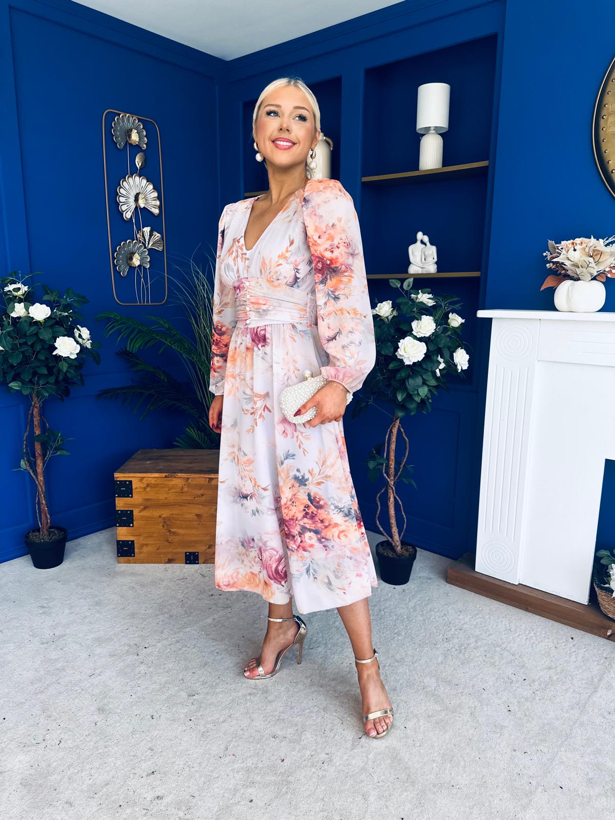 Bronagh Banded Midi Dress Floral Pastel