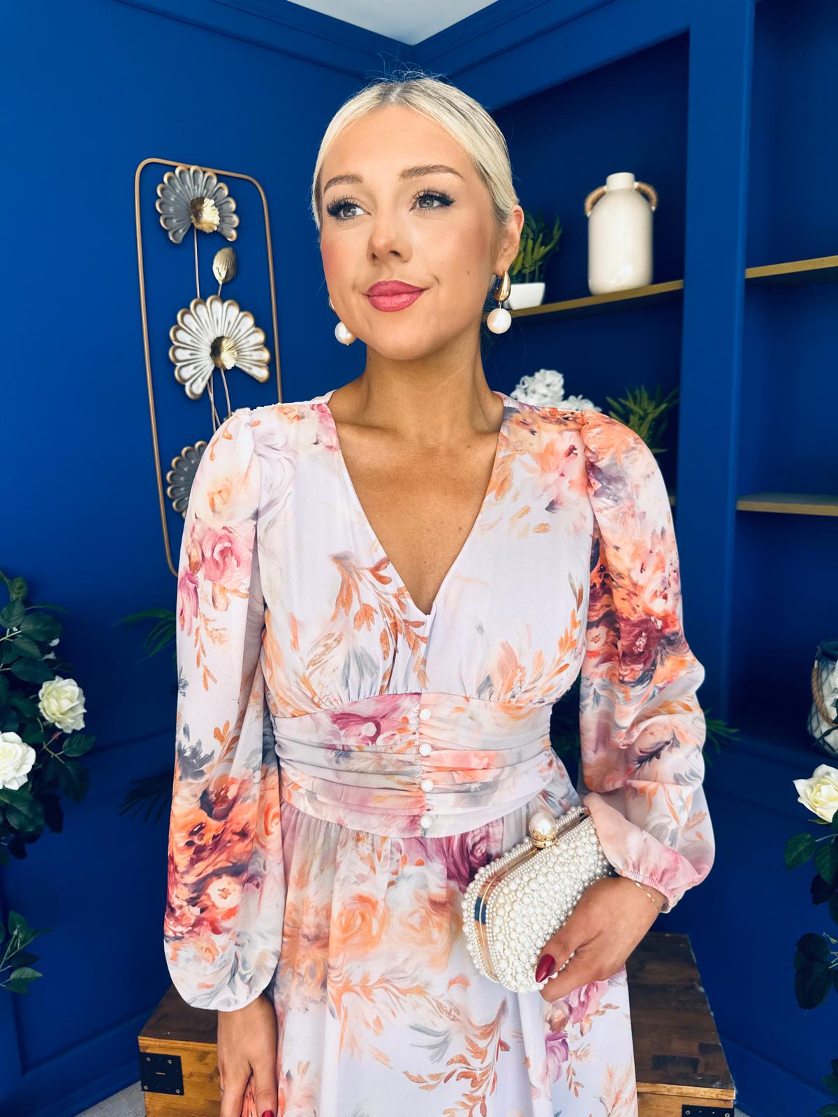 Bronagh Banded Midi Dress Floral Pastel