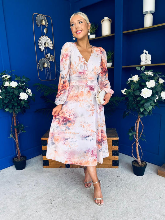 Bronagh Banded Midi Dress Floral Pastel