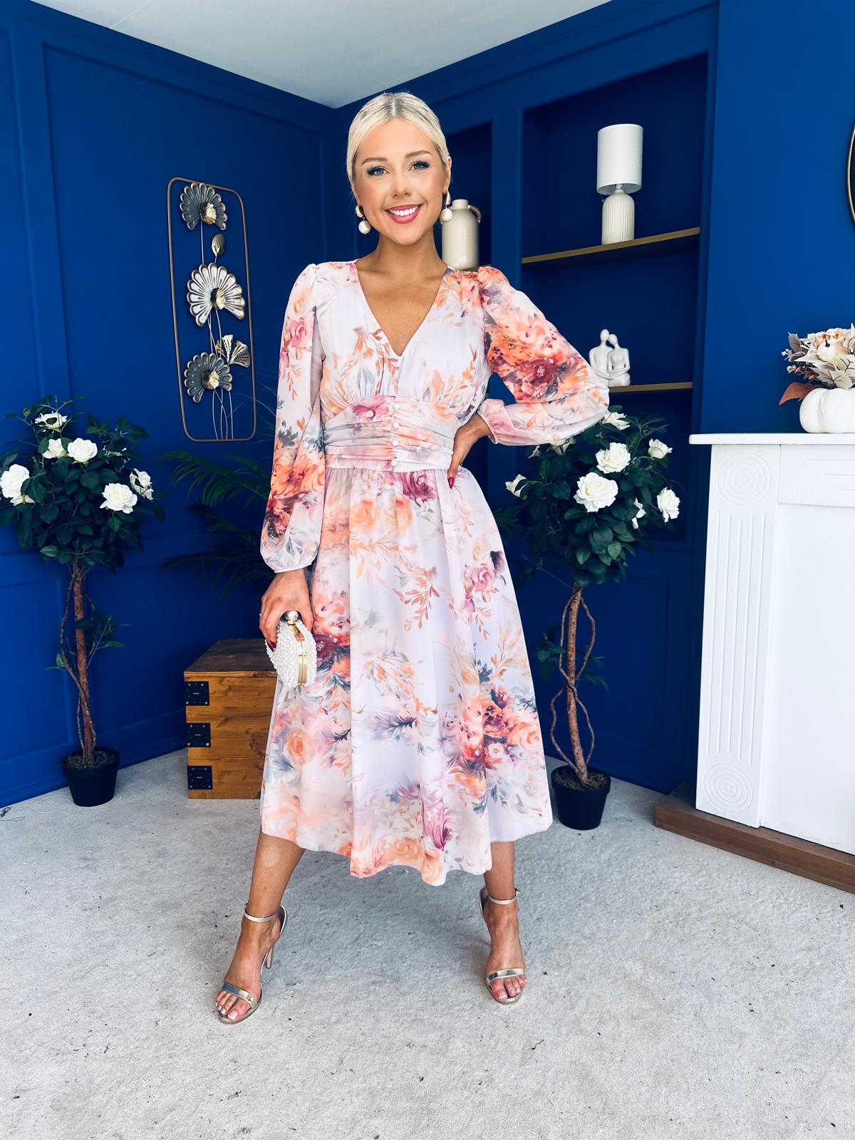 Bronagh Banded Midi Dress Floral Pastel