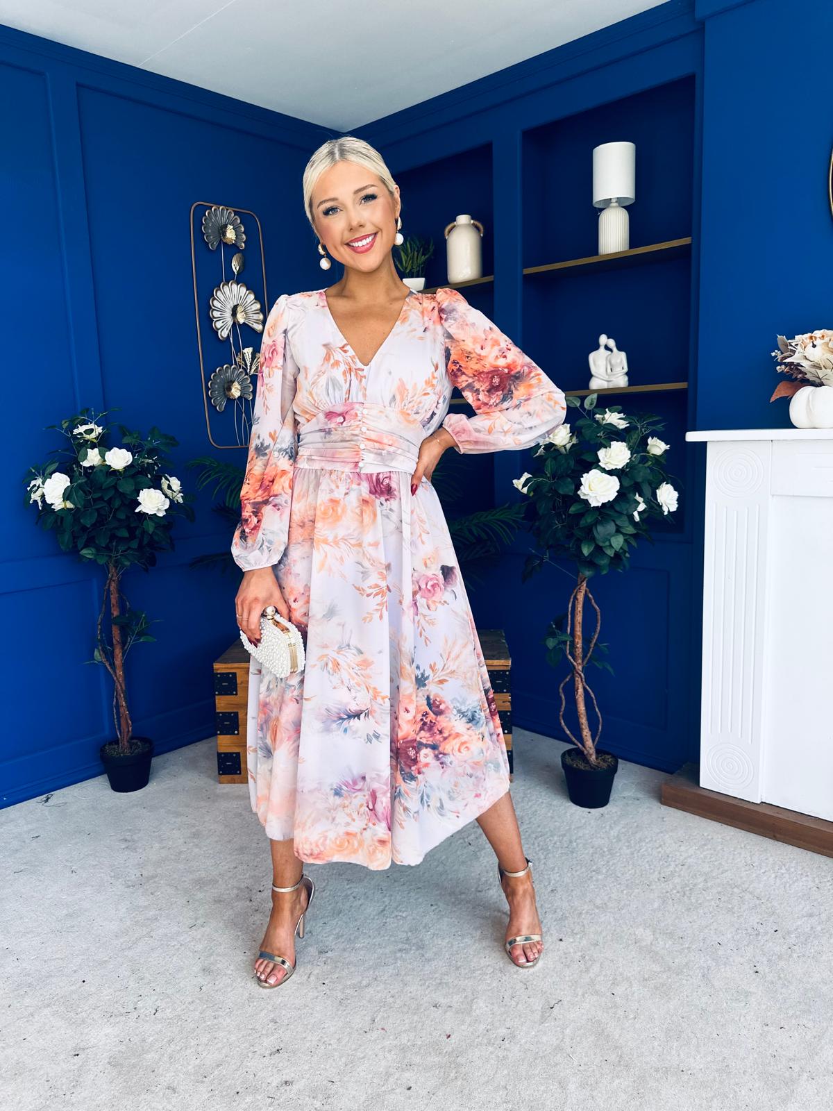 Bronagh Banded Midi Dress Floral Pastel