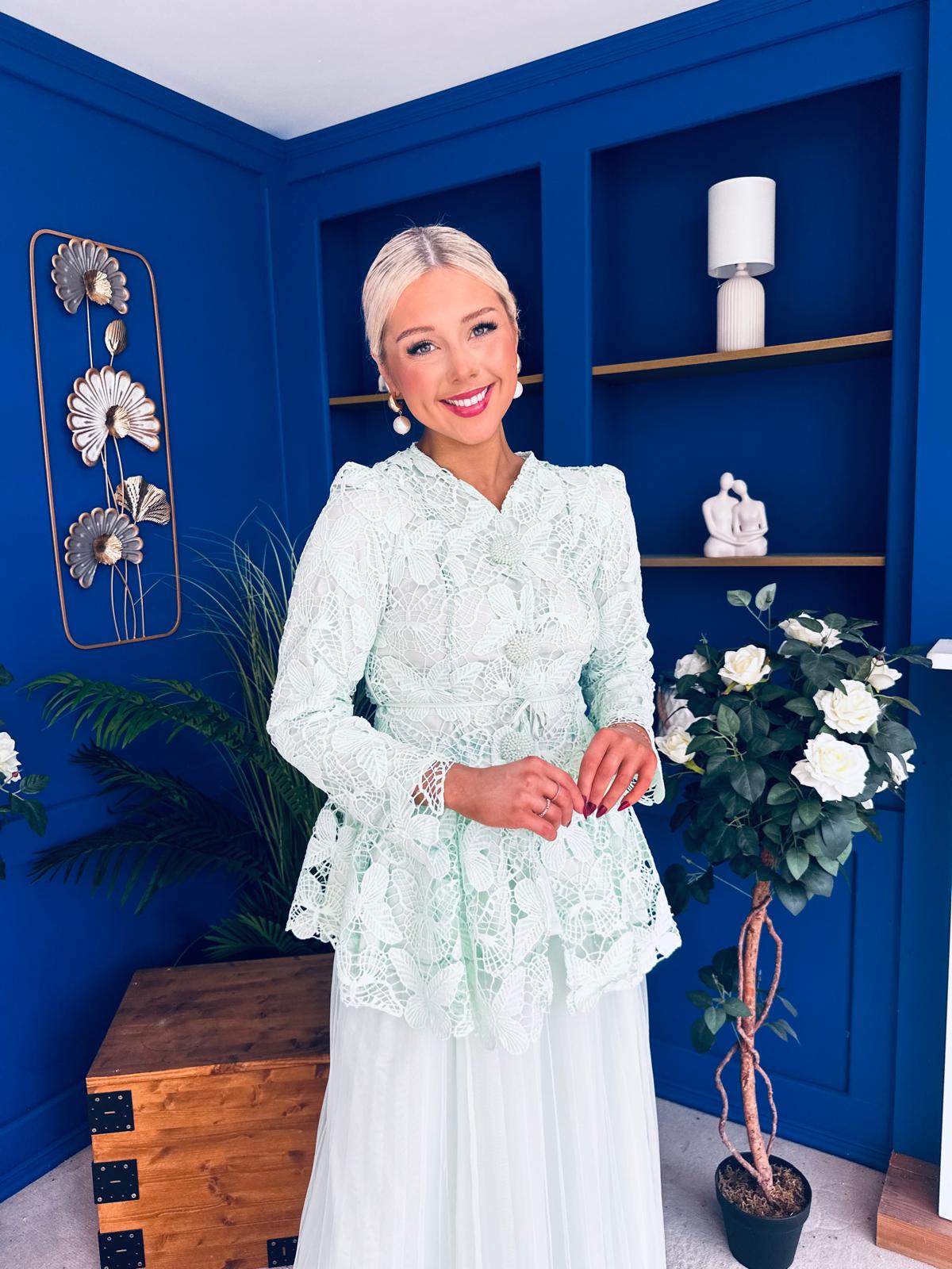 Raya Crochet Jacket & Tulle Skirt Set Mint