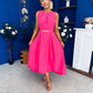 Riadh Detailed Occasion Midi Dress Fuchsia