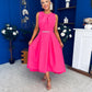 Riadh Detailed Occasion Midi Dress Fuchsia