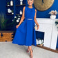 Riadh Detailed Occasion Midi Dress Cobalt