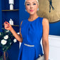 Riadh Detailed Occasion Midi Dress Cobalt