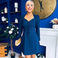 Petra Tailored Button Up Mini Dress Navy