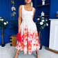 Erica Square Neck Pleated Midi Dress Floral print