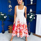Erica Square Neck Pleated Midi Dress Floral print