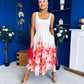 Erica Square Neck Pleated Midi Dress Floral print