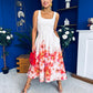 Erica Square Neck Pleated Midi Dress Floral print