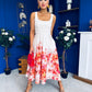Erica Square Neck Pleated Midi Dress Floral print