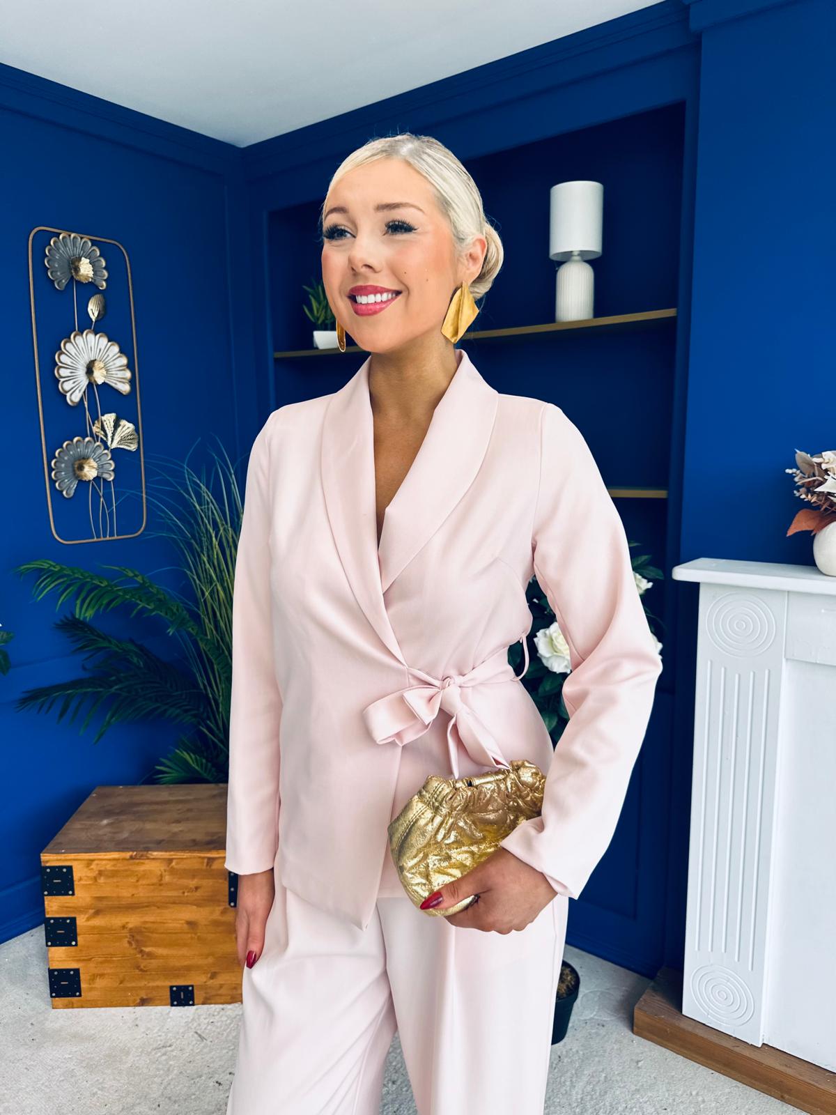 Sammy Wrap Blaser & Trouser Set Pink Pre Order 7 Mar