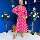 Caragh Pleated Midi Dress Floral Pink