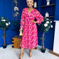 Caragh Pleated Midi Dress Floral Pink