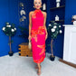 Elodie Floral Print Halter Neck Midi Dress Amber & Pink