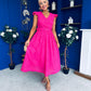 Jodie Crochet Detail Occasion Dress Fuchsia