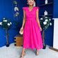 Jodie Crochet Detail Occasion Dress Fuchsia