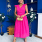 Jodie Crochet Detail Occasion Dress Fuchsia
