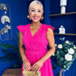 Jodie Crochet Detail Occasion Dress Fuchsia