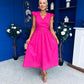 Jodie Crochet Detail Occasion Dress Fuchsia